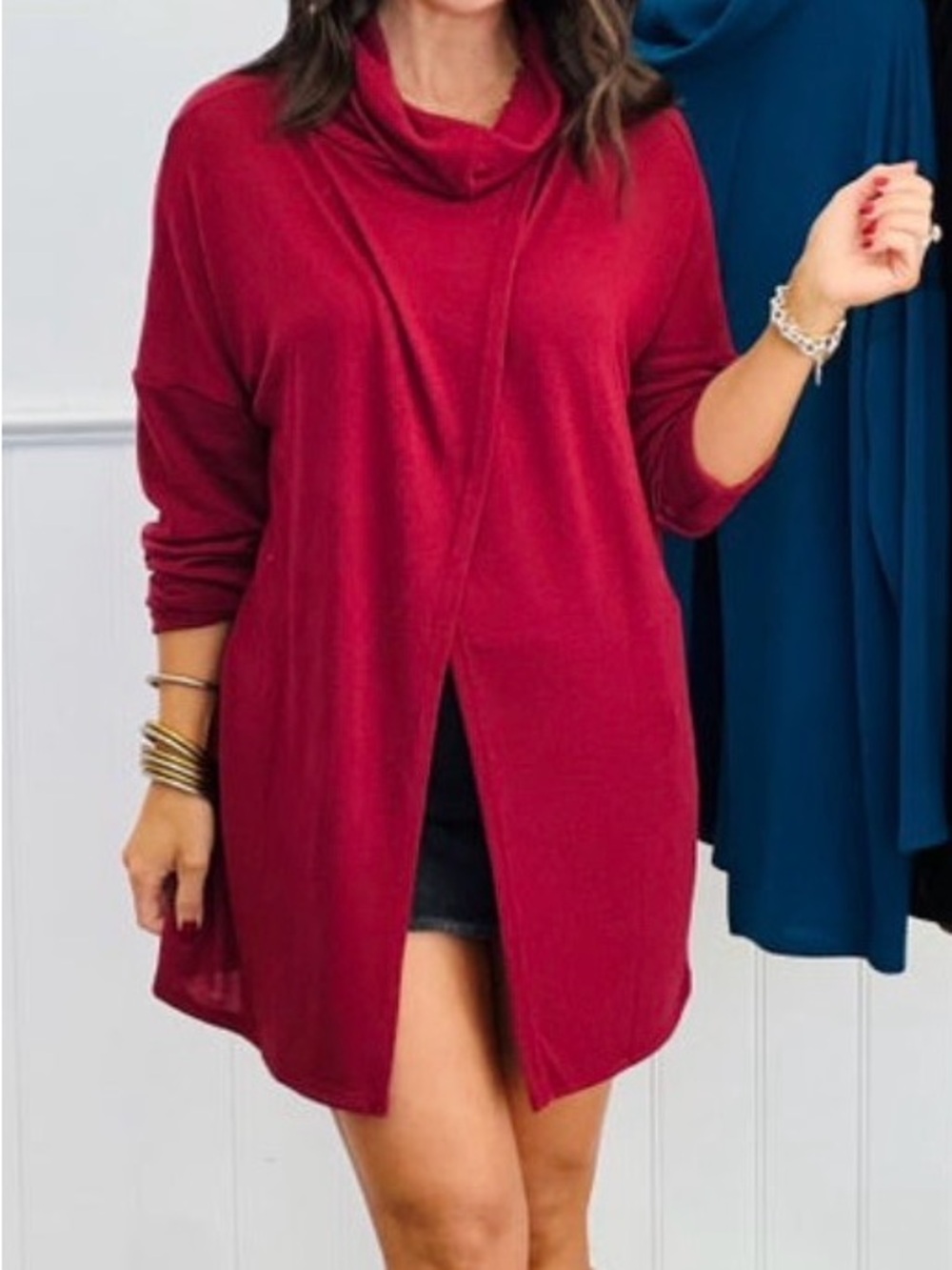 Scarlett Women's Red Cowl Tunic Sweater